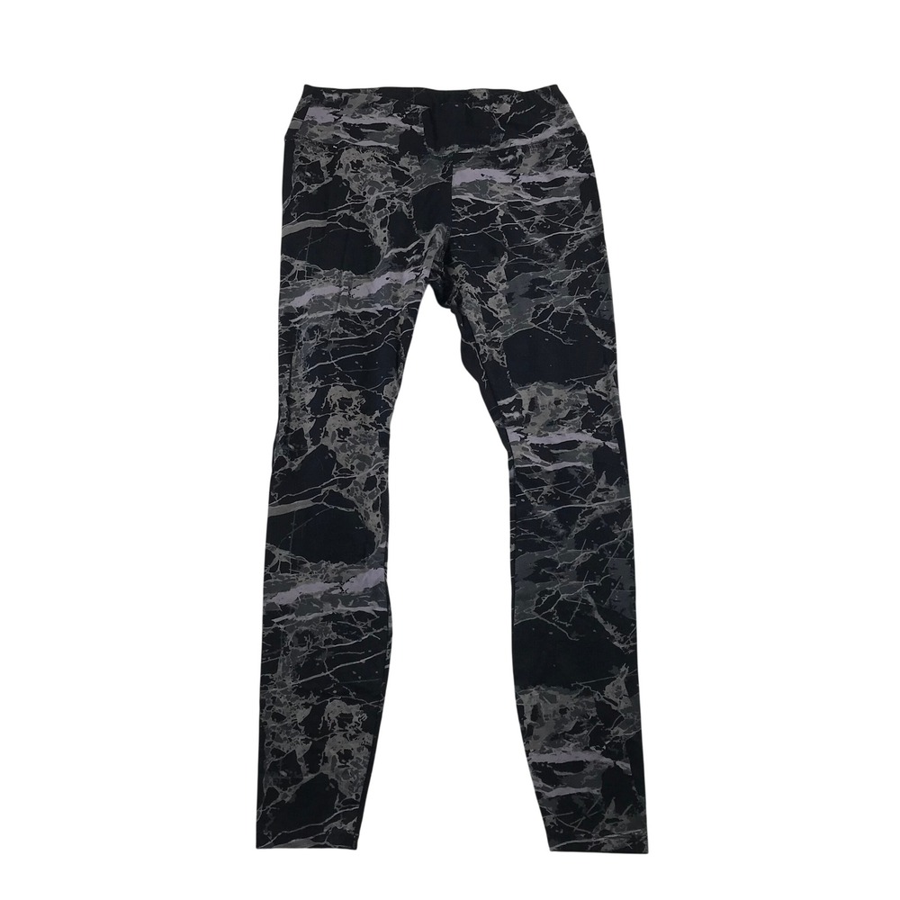 Pact Organic Cotton Marble Print High Rise Leggings Black Grey Size M